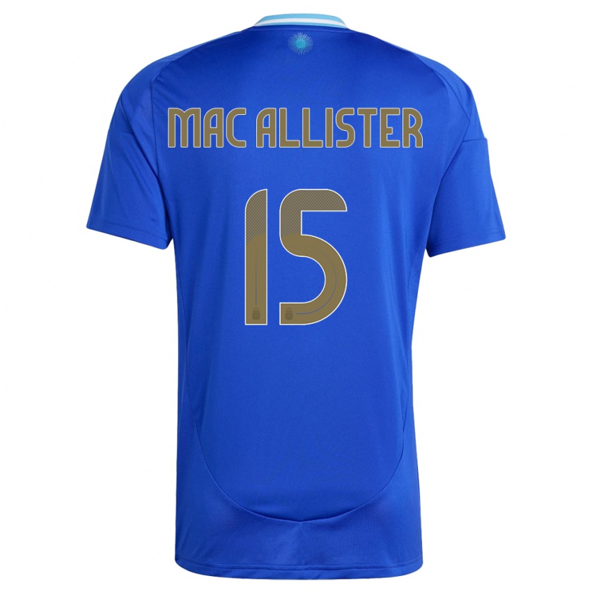 Hombre Camiseta Argentina Alexis Mac Allister #15 Azul 2ª Equipación 24-26 La Camisa Argentina
