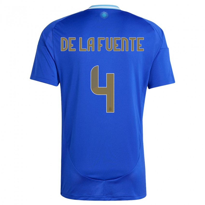 Hombre Camiseta Argentina Hernan De La Fuente #4 Azul 2ª Equipación 24-26 La Camisa Argentina