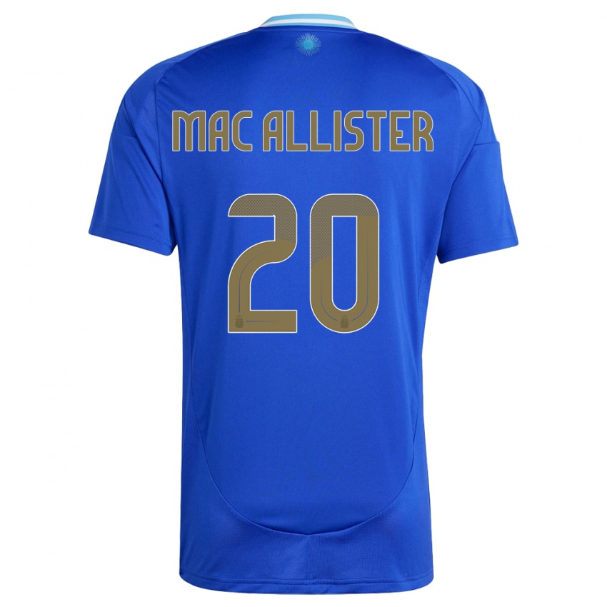 Hombre Camiseta Argentina Alexis Mac Allister #20 Azul 2ª Equipación 24-26 La Camisa Argentina