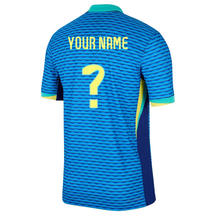 Hombre Camiseta Brasil Su Nombre #0 Azul 2ª Equipación 24-26 La Camisa Argentina