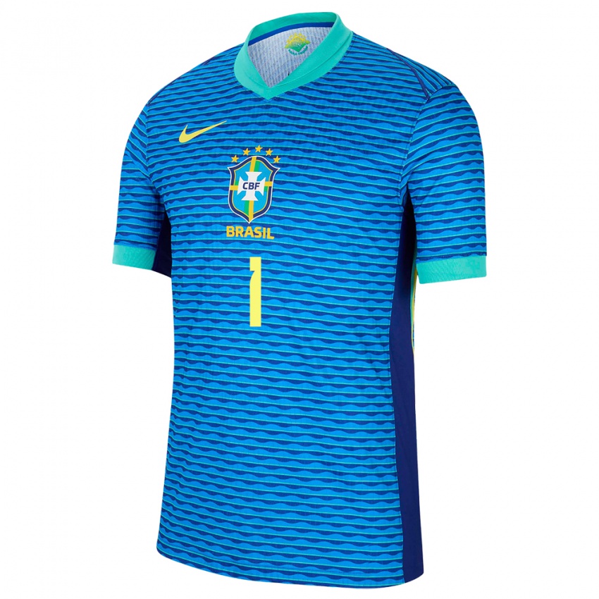 Hombre Camiseta Brasil Alisson #1 Azul 2ª Equipación 24-26 La Camisa Argentina