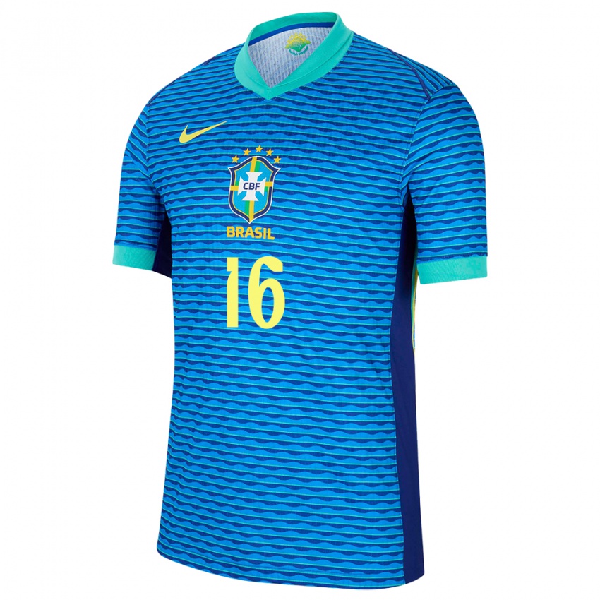 Hombre Camiseta Brasil Patryck #16 Azul 2ª Equipación 24-26 La Camisa Argentina