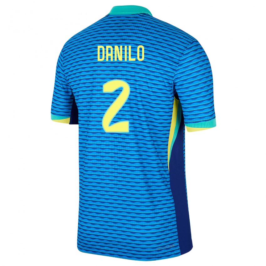 Hombre Camiseta Brasil Danilo #2 Azul 2ª Equipación 24-26 La Camisa Argentina