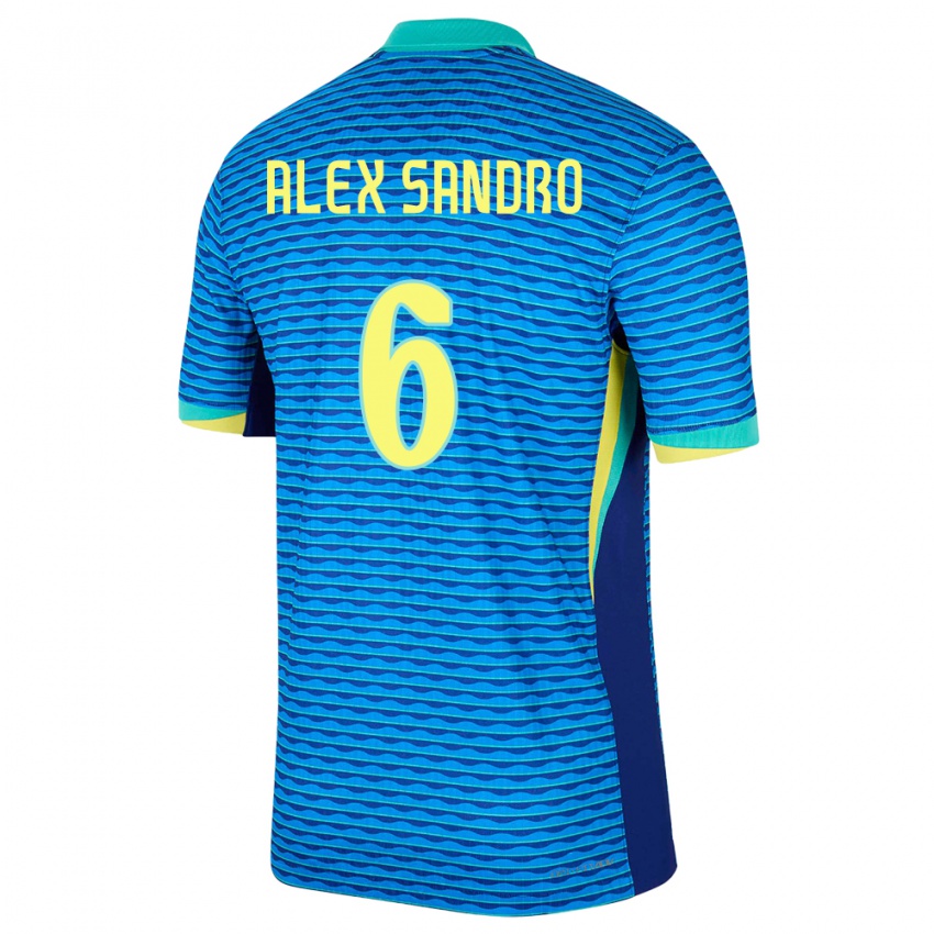 Hombre Camiseta Brasil Alex Sandro #6 Azul 2ª Equipación 24-26 La Camisa Argentina