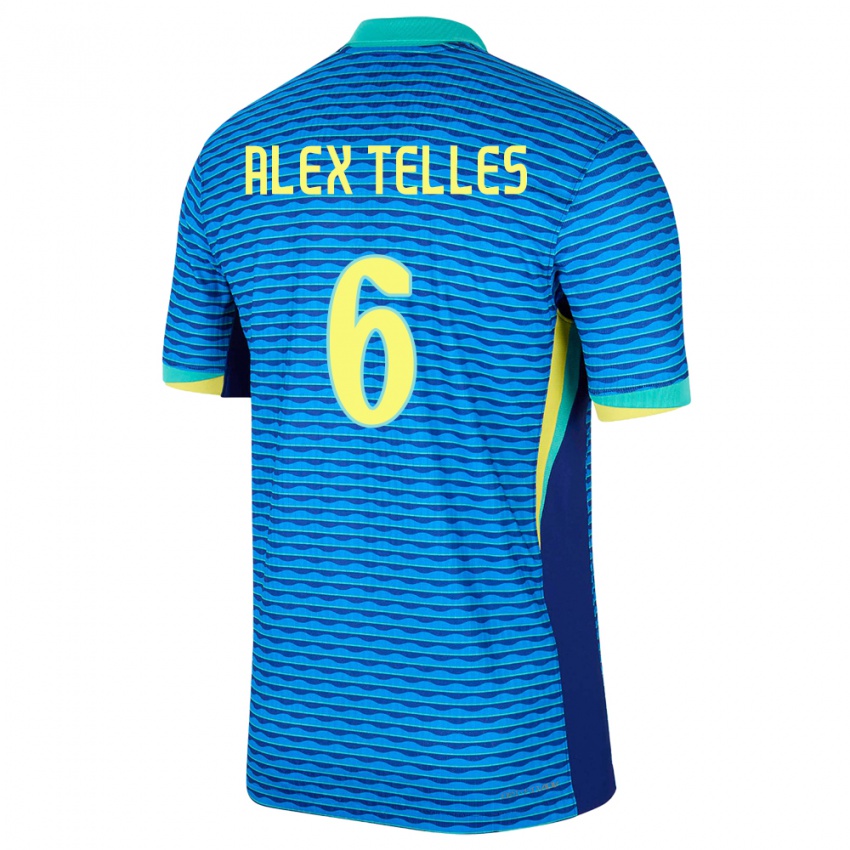 Hombre Camiseta Brasil Alex Telles #6 Azul 2ª Equipación 24-26 La Camisa Argentina