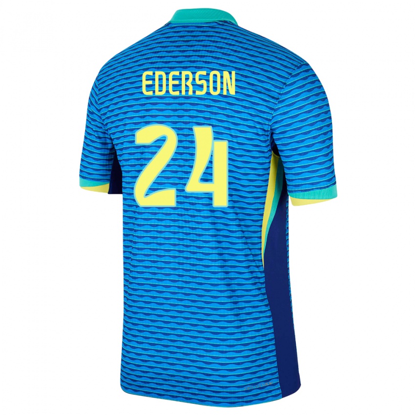 Hombre Camiseta Brasil Ederson #24 Azul 2ª Equipación 24-26 La Camisa Argentina