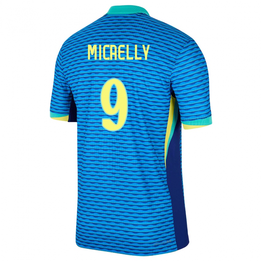 Hombre Camiseta Brasil Micaelly #9 Azul 2ª Equipación 24-26 La Camisa Argentina