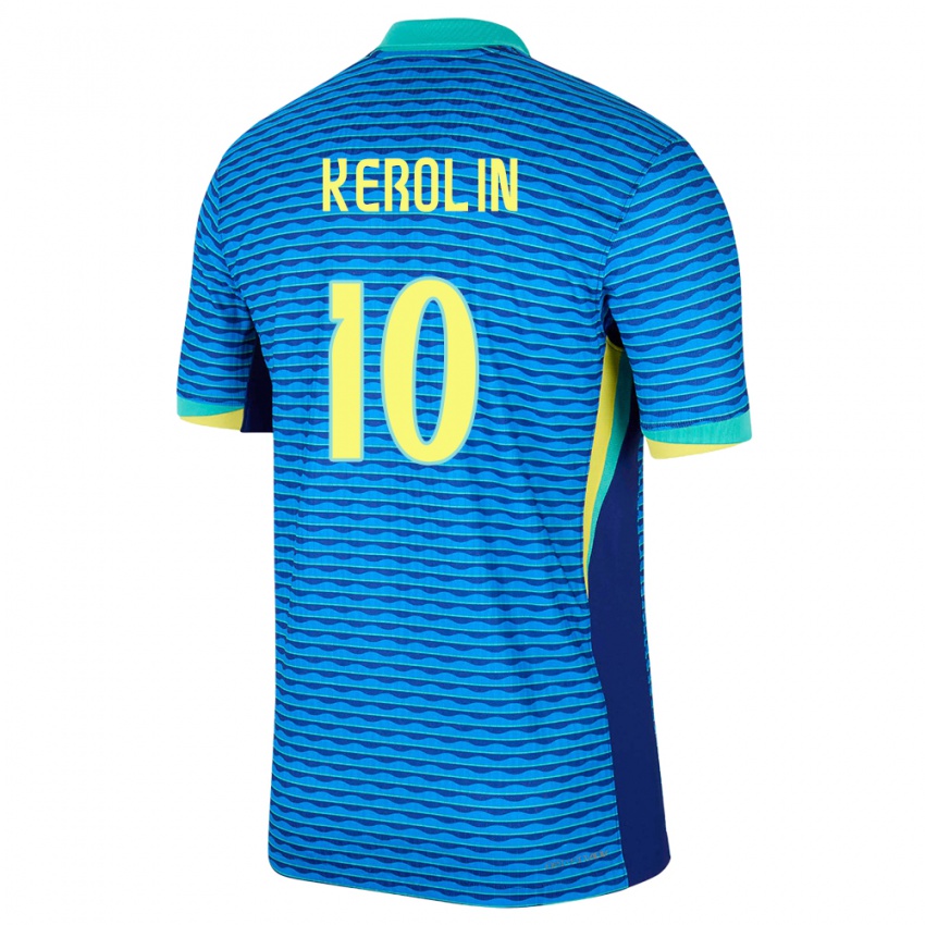 Hombre Camiseta Brasil Kerolin Nicoli #10 Azul 2ª Equipación 24-26 La Camisa Argentina