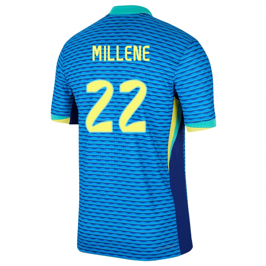 Hombre Camiseta Brasil Millene #22 Azul 2ª Equipación 24-26 La Camisa Argentina