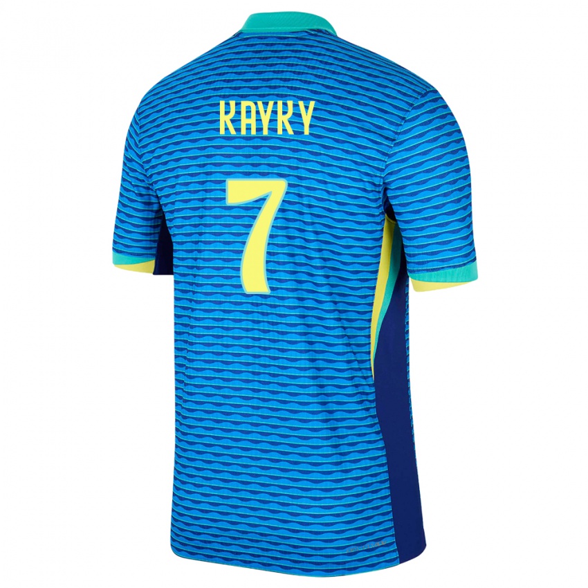 Hombre Camiseta Brasil Kayky #7 Azul 2ª Equipación 24-26 La Camisa Argentina