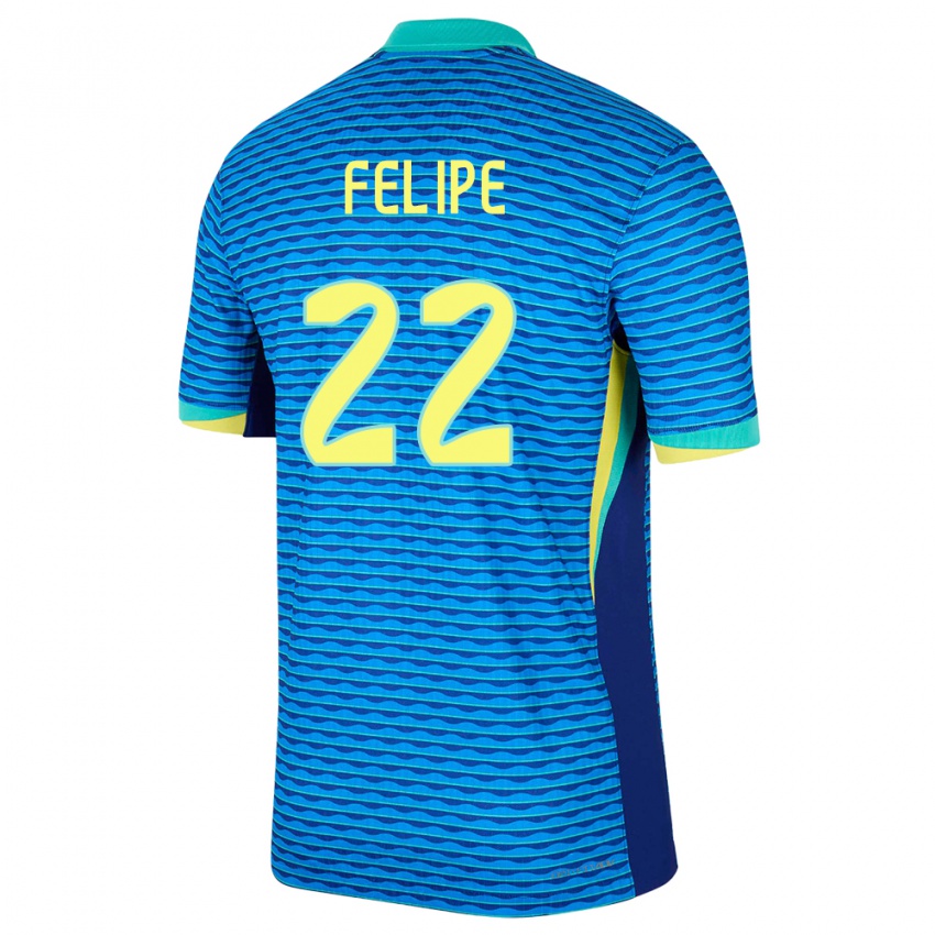 Hombre Camiseta Brasil Cayo Felipe #22 Azul 2ª Equipación 24-26 La Camisa Argentina