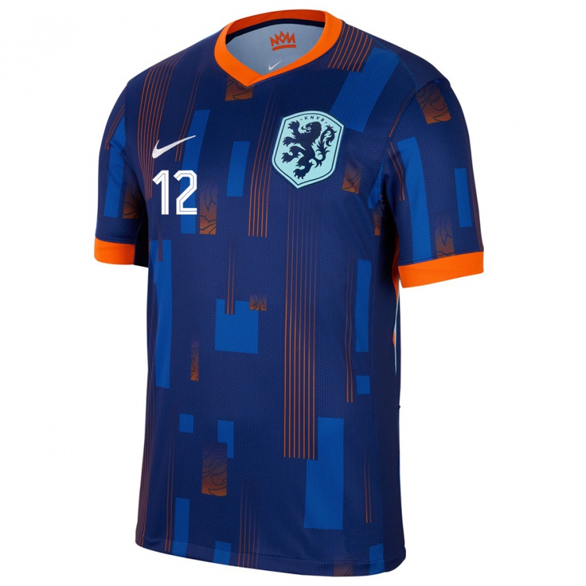 Hombre Camiseta Países Bajos Devyne Rensch #12 Azul 2ª Equipación 24-26 La Camisa Argentina