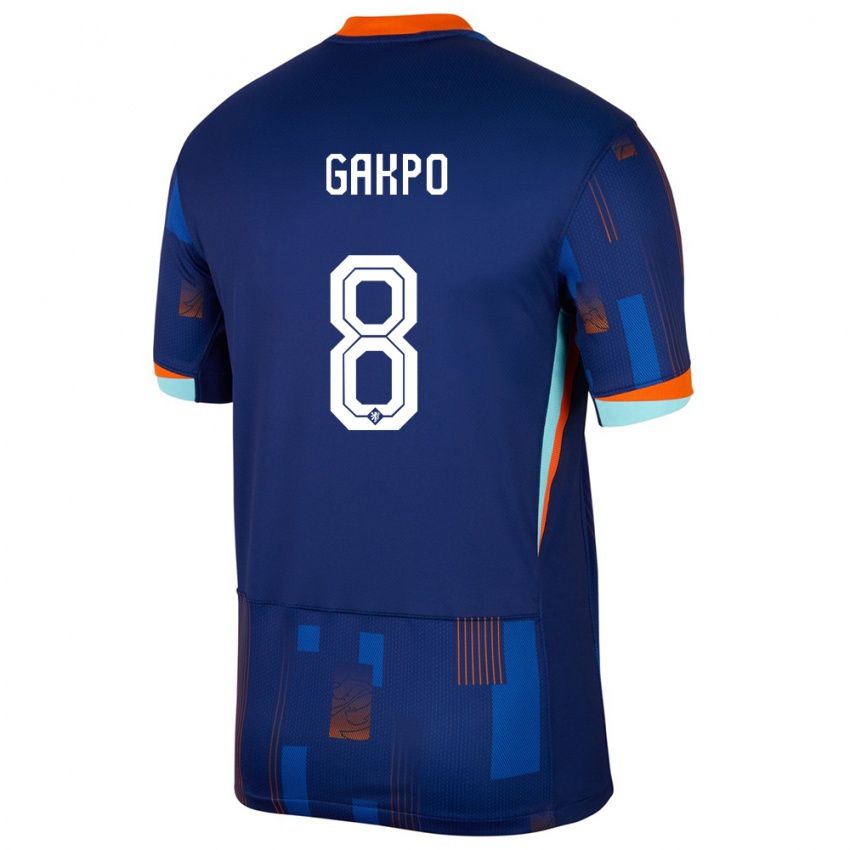 Hombre Camiseta Países Bajos Cody Gakpo #8 Azul 2ª Equipación 24-26 La Camisa Argentina