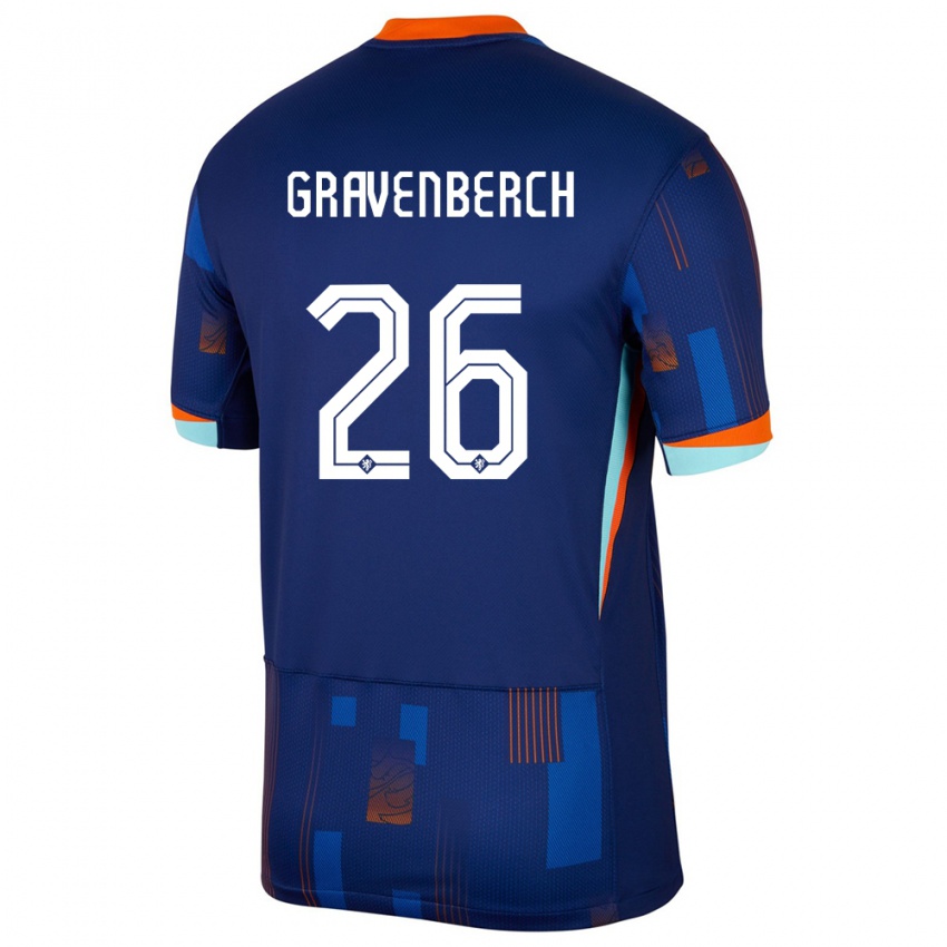 Hombre Camiseta Países Bajos Ryan Gravenberch #26 Azul 2ª Equipación 24-26 La Camisa Argentina