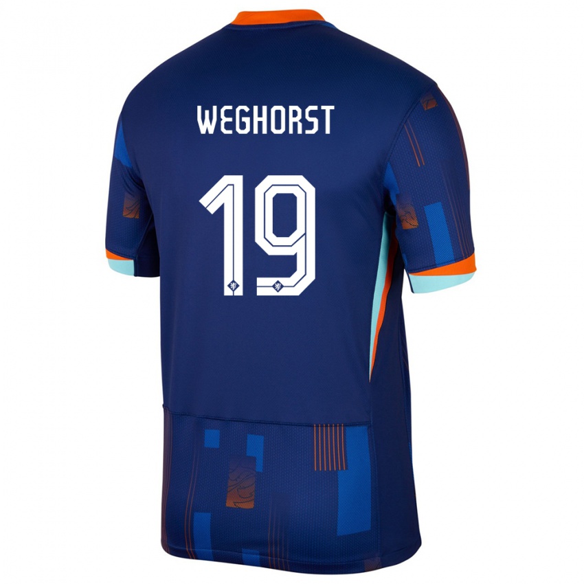Hombre Camiseta Países Bajos Wout Weghorst #19 Azul 2ª Equipación 24-26 La Camisa Argentina