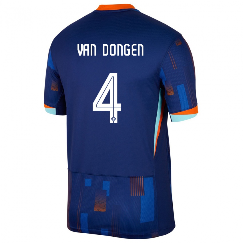Hombre Camiseta Países Bajos Merel Van Dongen #4 Azul 2ª Equipación 24-26 La Camisa Argentina