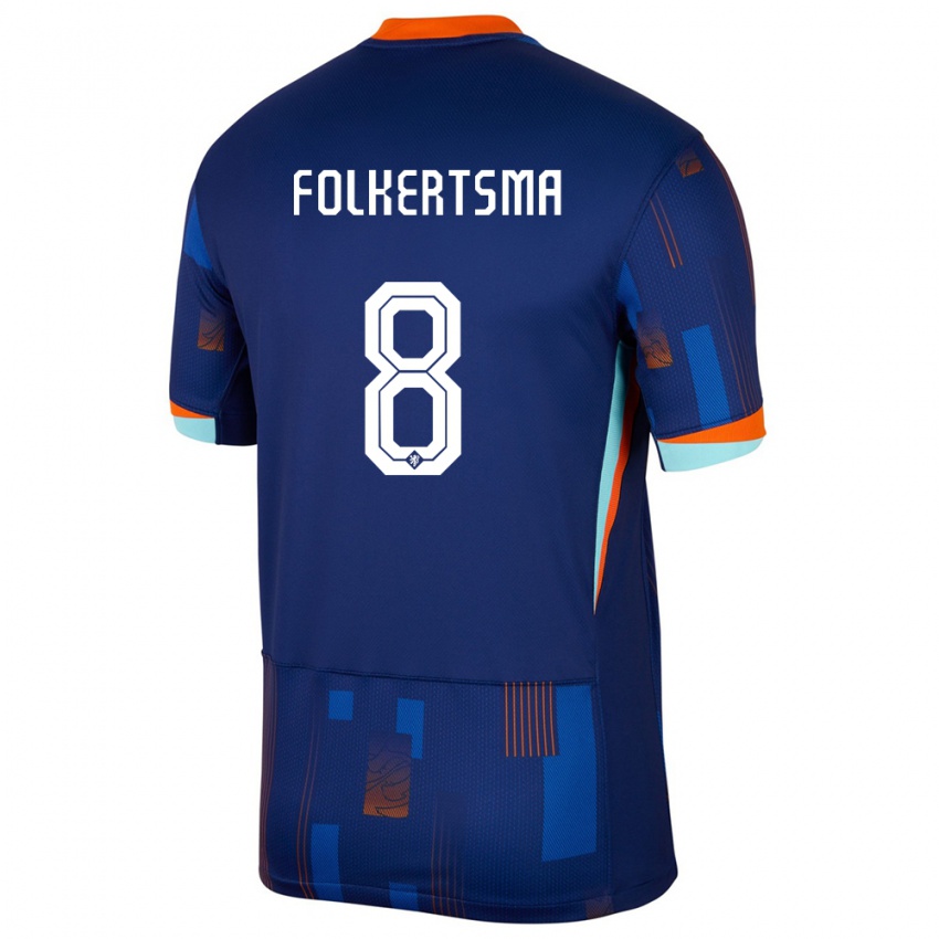 Hombre Camiseta Países Bajos Sisca Folkertsma #8 Azul 2ª Equipación 24-26 La Camisa Argentina