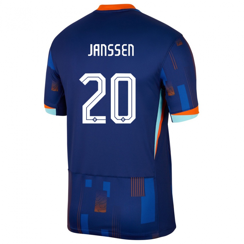 Hombre Camiseta Países Bajos Dominique Janssen #20 Azul 2ª Equipación 24-26 La Camisa Argentina
