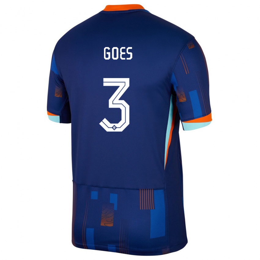 Hombre Camiseta Países Bajos Wouter Goes #3 Azul 2ª Equipación 24-26 La Camisa Argentina