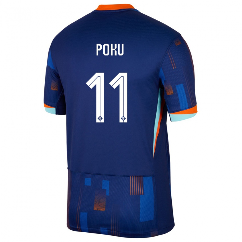 Hombre Camiseta Países Bajos Ernest Poku #11 Azul 2ª Equipación 24-26 La Camisa Argentina