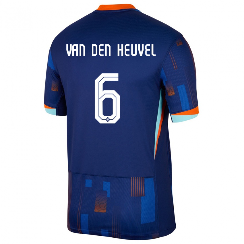 Hombre Camiseta Países Bajos Tim Van Den Heuvel #6 Azul 2ª Equipación 24-26 La Camisa Argentina