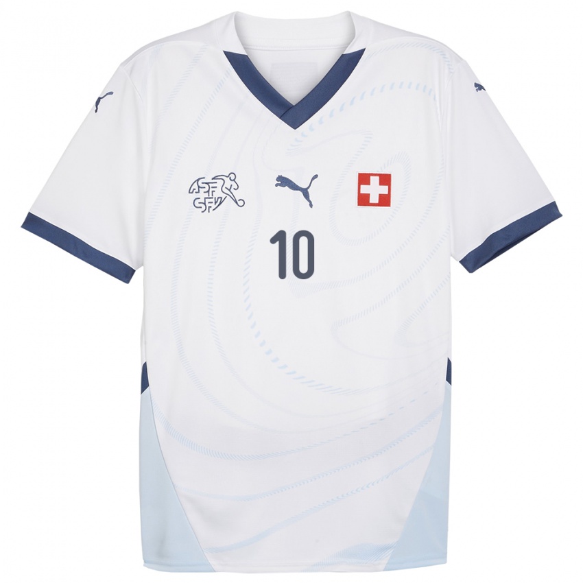 Hombre Camiseta Suiza Liam Chipperfield #10 Blanco 2ª Equipación 24-26 La Camisa Argentina