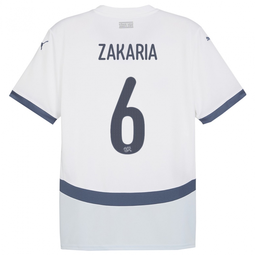 Hombre Camiseta Suiza Denis Zakaria #6 Blanco 2ª Equipación 24-26 La Camisa Argentina