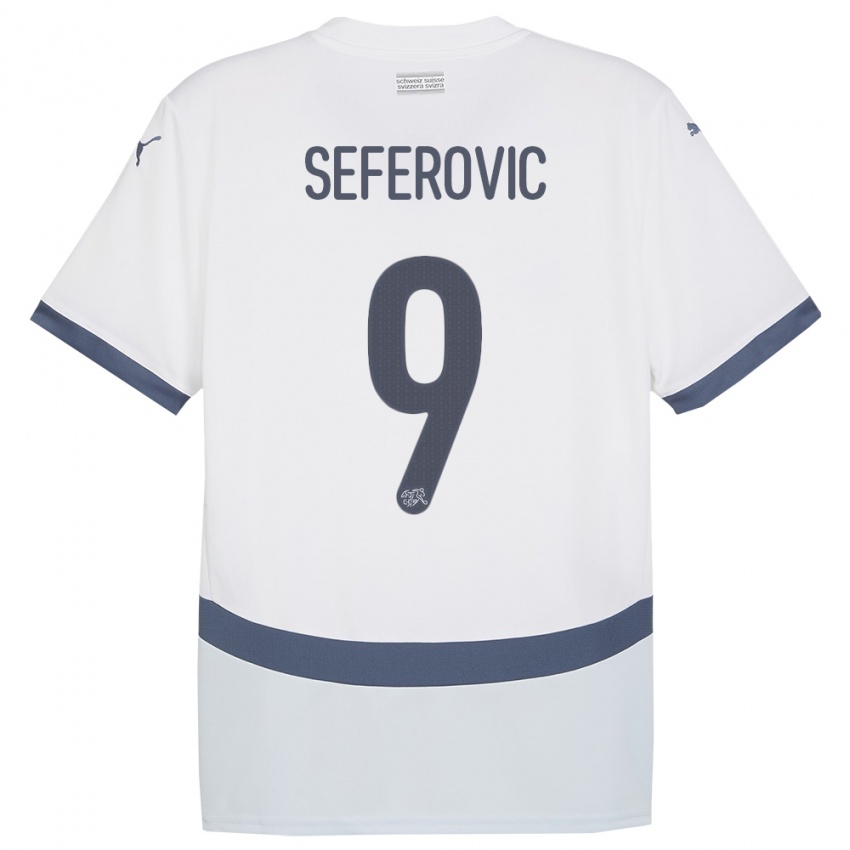 Hombre Camiseta Suiza Haris Seferovic #9 Blanco 2ª Equipación 24-26 La Camisa Argentina