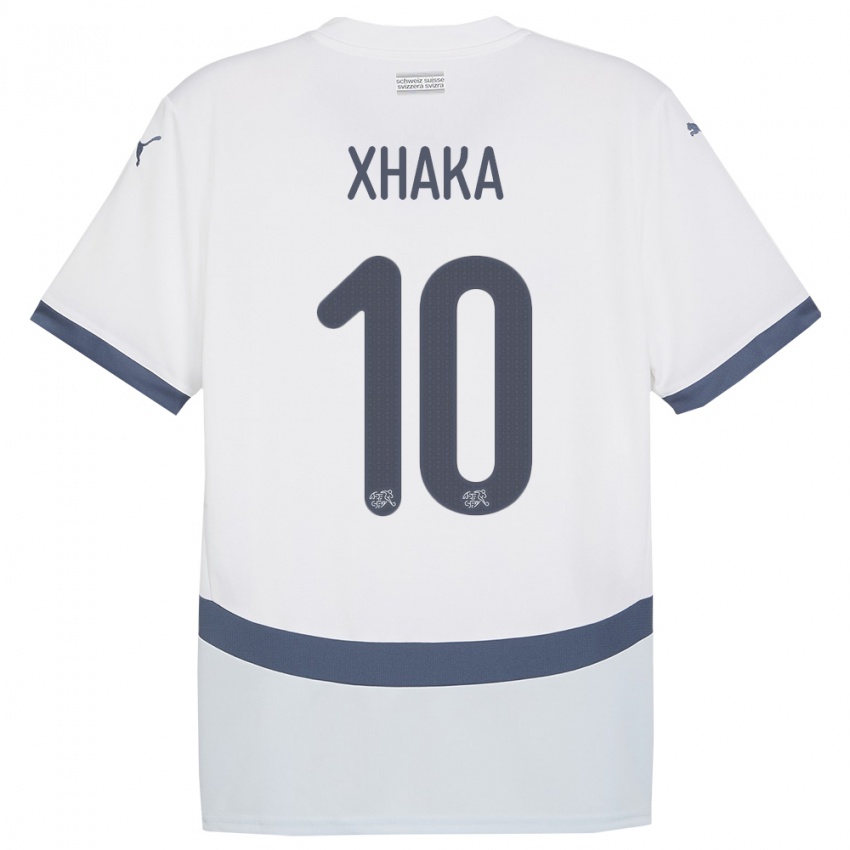 Hombre Camiseta Suiza Granit Xhaka #10 Blanco 2ª Equipación 24-26 La Camisa Argentina