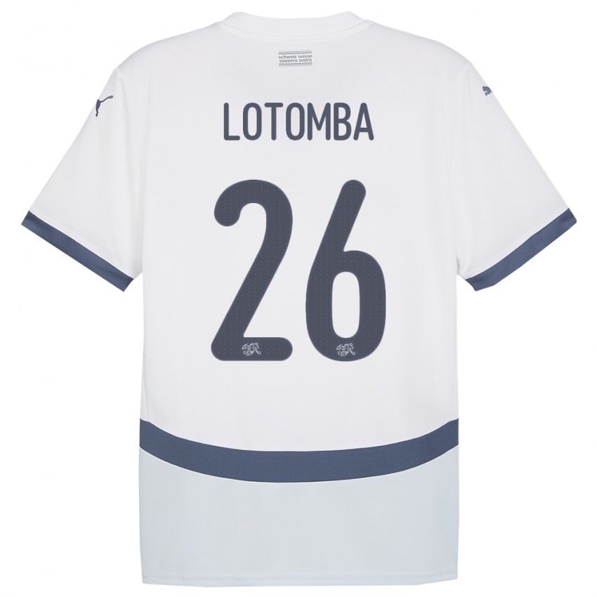 Hombre Camiseta Suiza Jordan Lotomba #26 Blanco 2ª Equipación 24-26 La Camisa Argentina