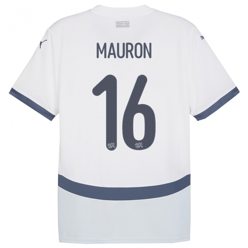 Hombre Camiseta Suiza Sandrine Mauron #16 Blanco 2ª Equipación 24-26 La Camisa Argentina