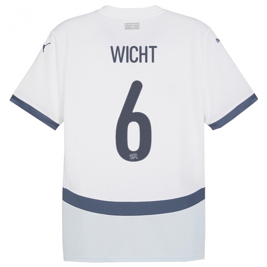 Hombre Camiseta Suiza Nathan Wicht #6 Blanco 2ª Equipación 24-26 La Camisa Argentina