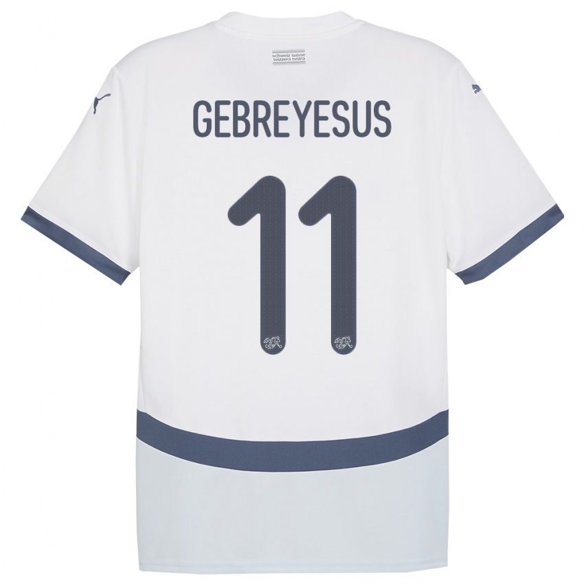 Hombre Camiseta Suiza Esey Gebreyesus #11 Blanco 2ª Equipación 24-26 La Camisa Argentina