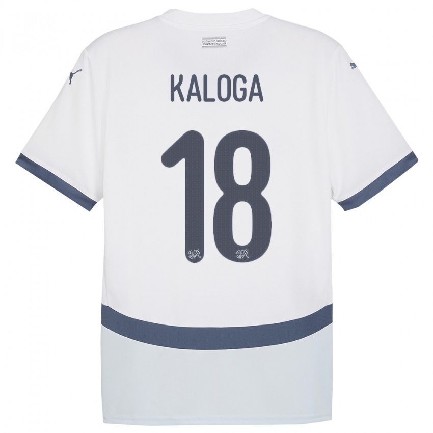 Hombre Camiseta Suiza Issa Kaloga #18 Blanco 2ª Equipación 24-26 La Camisa Argentina