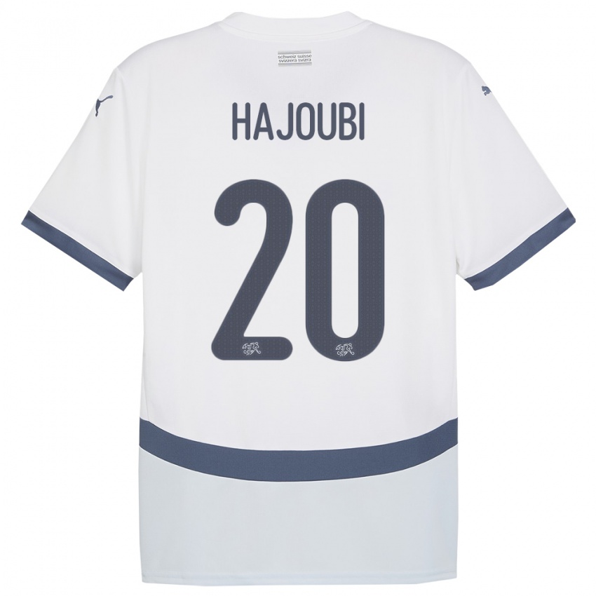 Hombre Camiseta Suiza Amin Hajoubi #20 Blanco 2ª Equipación 24-26 La Camisa Argentina