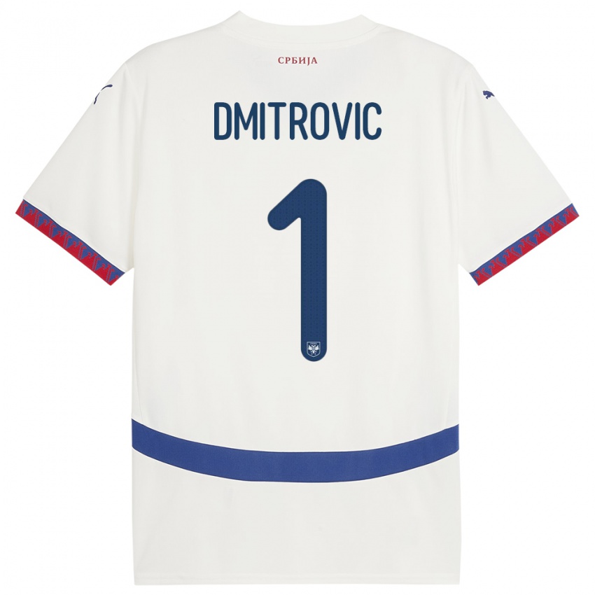 Hombre Camiseta Serbia Marko Dmitrovic #1 Blanco 2ª Equipación 24-26 La Camisa Argentina