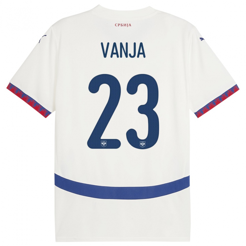 Hombre Camiseta Serbia Vanja Milinkovic-Savic #23 Blanco 2ª Equipación 24-26 La Camisa Argentina