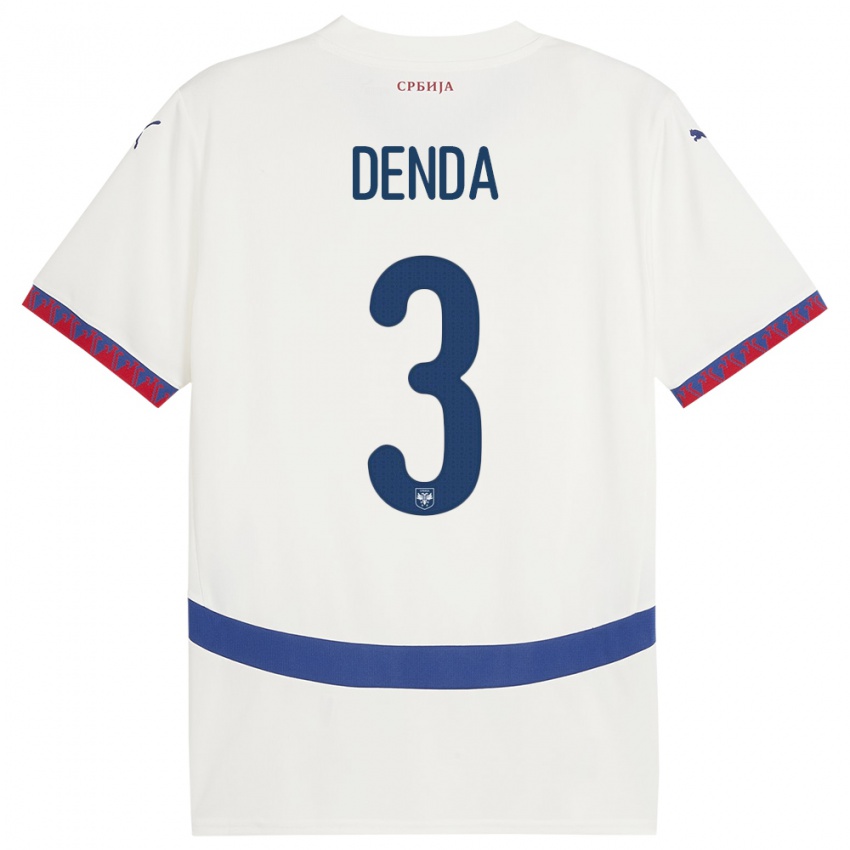 Hombre Camiseta Serbia Milica Denda #3 Blanco 2ª Equipación 24-26 La Camisa Argentina