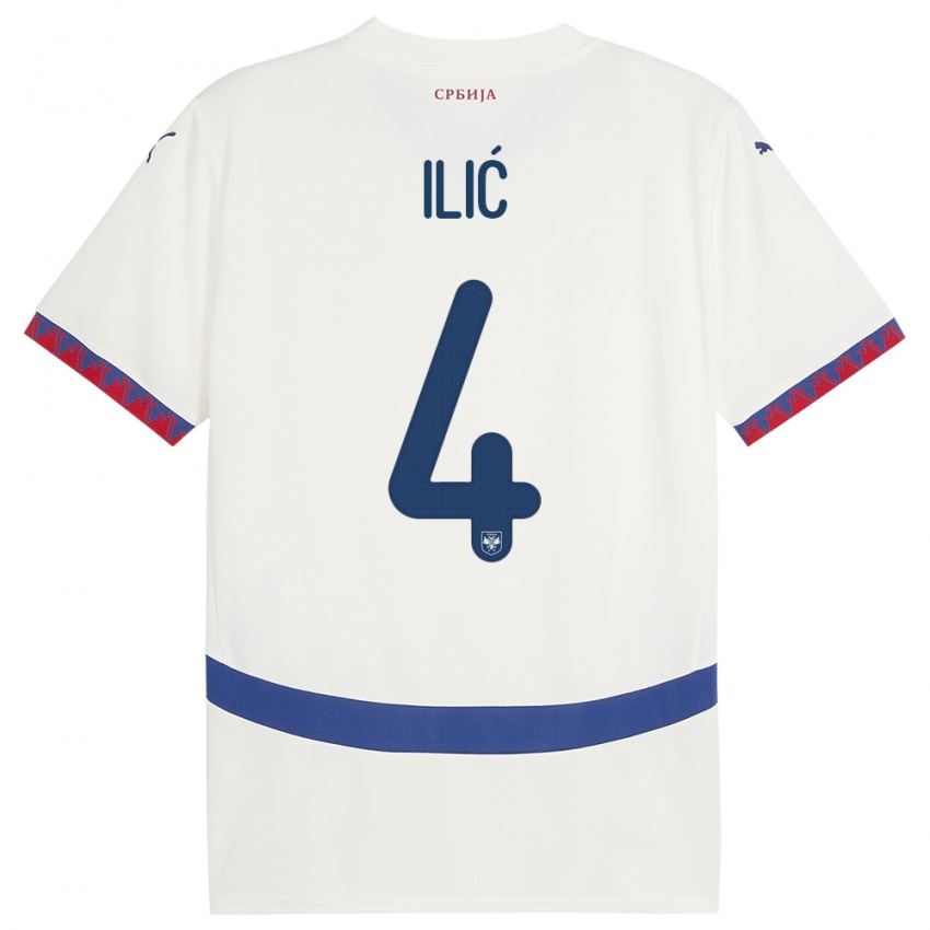 Hombre Camiseta Serbia Marija Ilic #4 Blanco 2ª Equipación 24-26 La Camisa Argentina