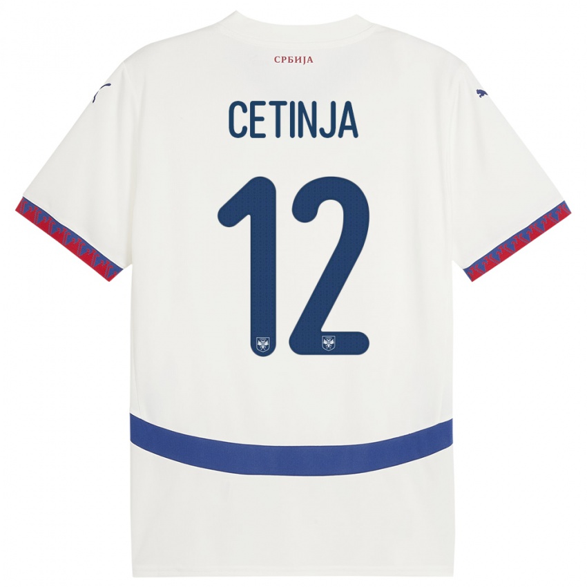 Hombre Camiseta Serbia Sara Cetinja #12 Blanco 2ª Equipación 24-26 La Camisa Argentina