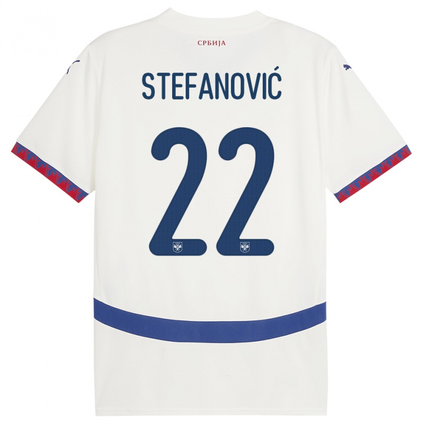 Hombre Camiseta Serbia Dejana Stefanovic #22 Blanco 2ª Equipación 24-26 La Camisa Argentina