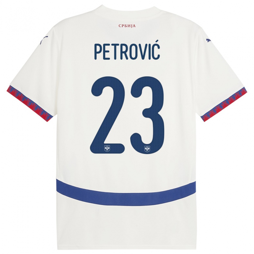 Hombre Camiseta Serbia Jovana Petrovic #23 Blanco 2ª Equipación 24-26 La Camisa Argentina