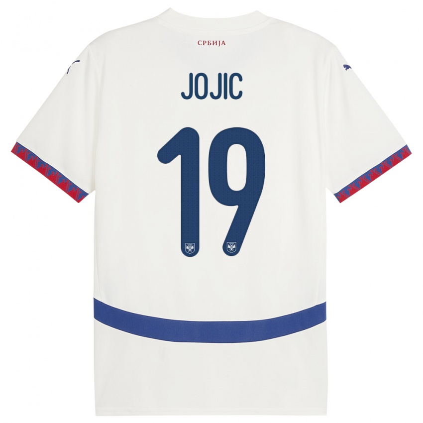 Hombre Camiseta Serbia Nikola Jojic #19 Blanco 2ª Equipación 24-26 La Camisa Argentina