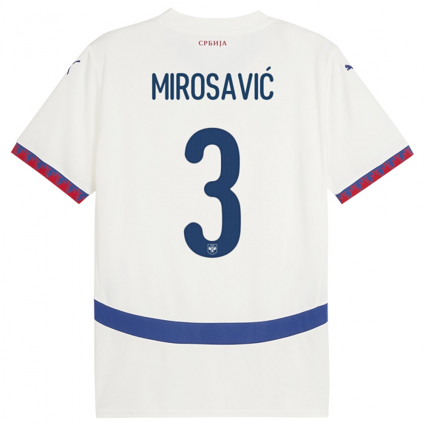 Hombre Camiseta Serbia Veljko Mirosavic #3 Blanco 2ª Equipación 24-26 La Camisa Argentina