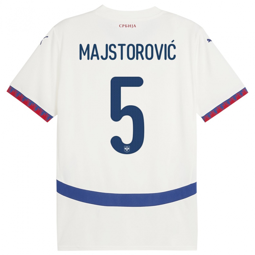 Hombre Camiseta Serbia Milan Majstorovic #5 Blanco 2ª Equipación 24-26 La Camisa Argentina