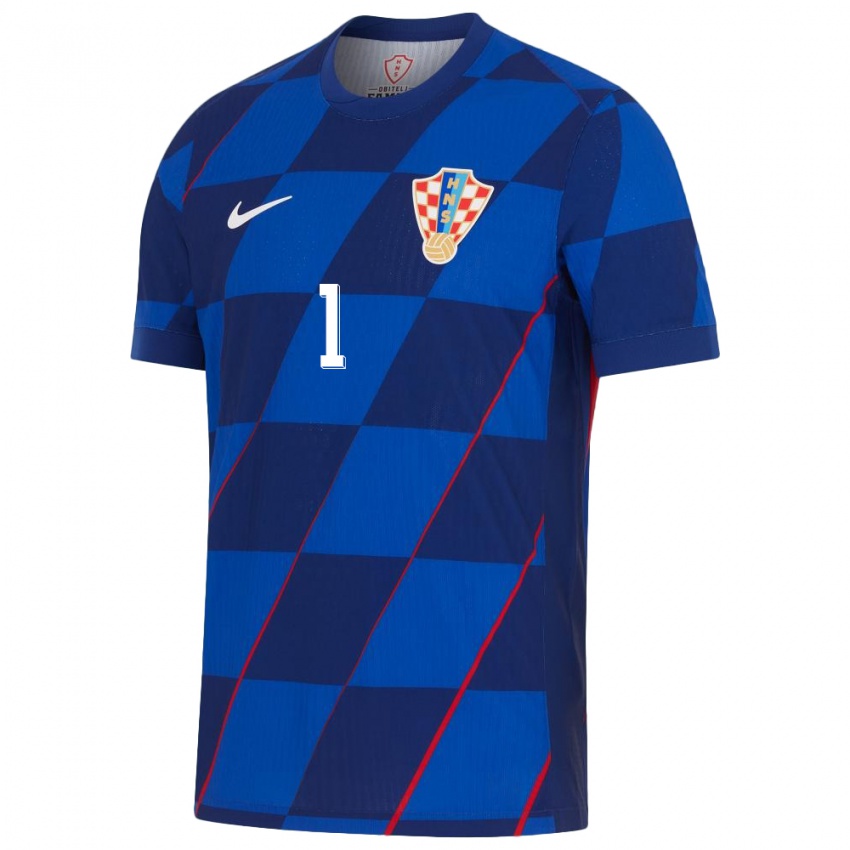 Hombre Camiseta Croacia Dominik Livakovic #1 Azul 2ª Equipación 24-26 La Camisa Argentina