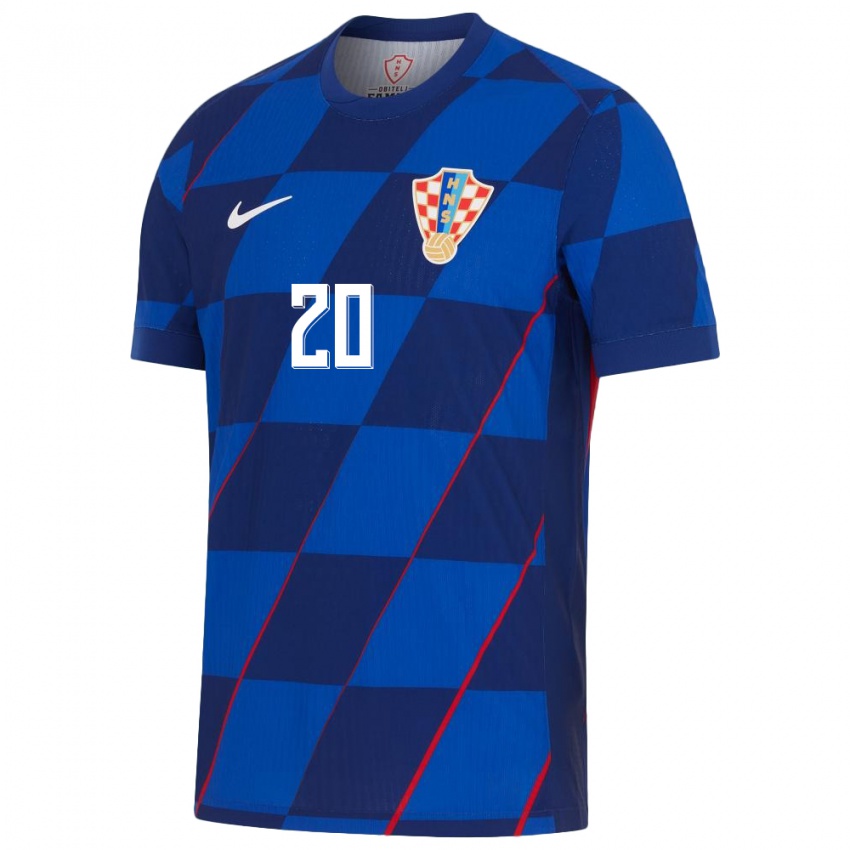 Hombre Camiseta Croacia Simun Mikolcic #20 Azul 2ª Equipación 24-26 La Camisa Argentina