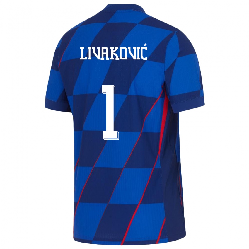 Hombre Camiseta Croacia Dominik Livakovic #1 Azul 2ª Equipación 24-26 La Camisa Argentina