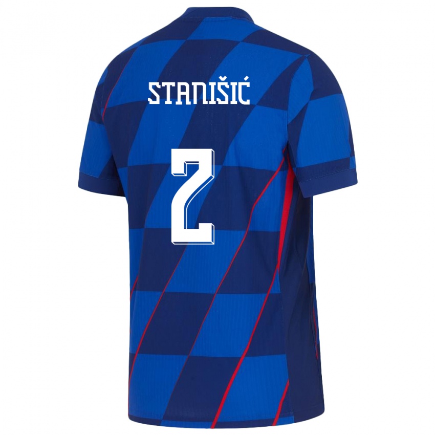 Hombre Camiseta Croacia Josip Stanisic #2 Azul 2ª Equipación 24-26 La Camisa Argentina