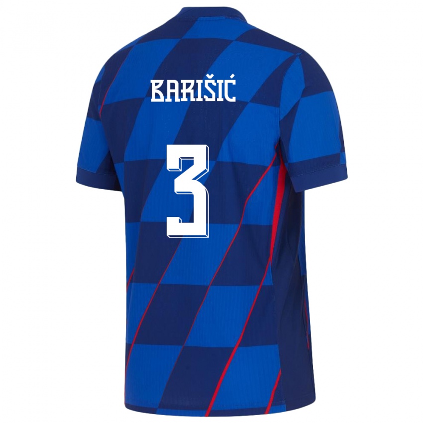 Hombre Camiseta Croacia Borna Barisic #3 Azul 2ª Equipación 24-26 La Camisa Argentina